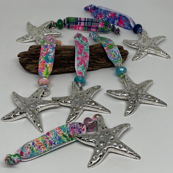 Lilly Pulitzer Fabric Starfish Christmas Ornaments-New! - Picture 1 of 8